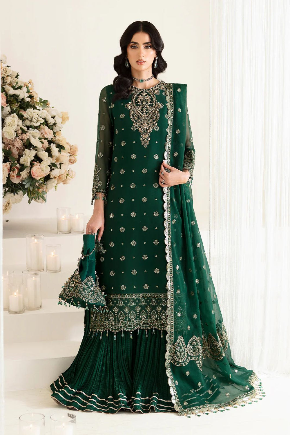 Alizeh - Luxury Embroidered Chiffon - 3-Piece Unstitched - Wedding Dress
